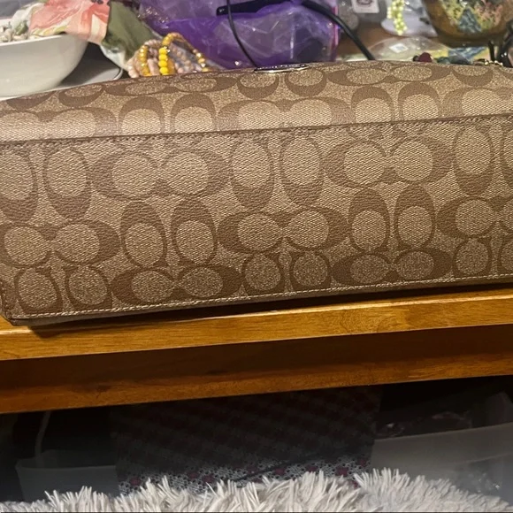 Coach Monogram Shoulder Bag in Brown with Dark Brown Trim - Picture 2 of 6